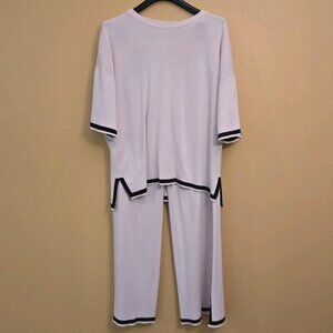 Womens 2 Piece Sweater Set Short Sleeve High Low Knit‎ Pullover Wide Leg Pants